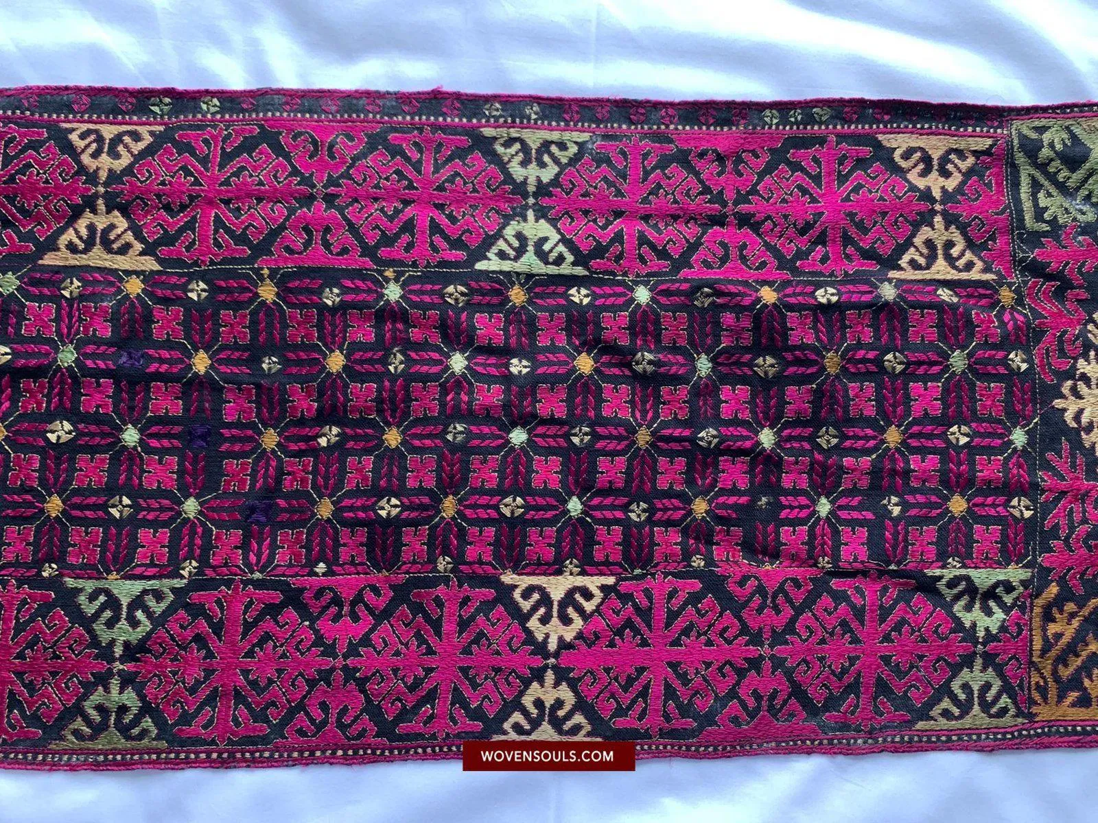 1351 Antique Textile Turban Panel with Embroidery from Kohistan / Swat