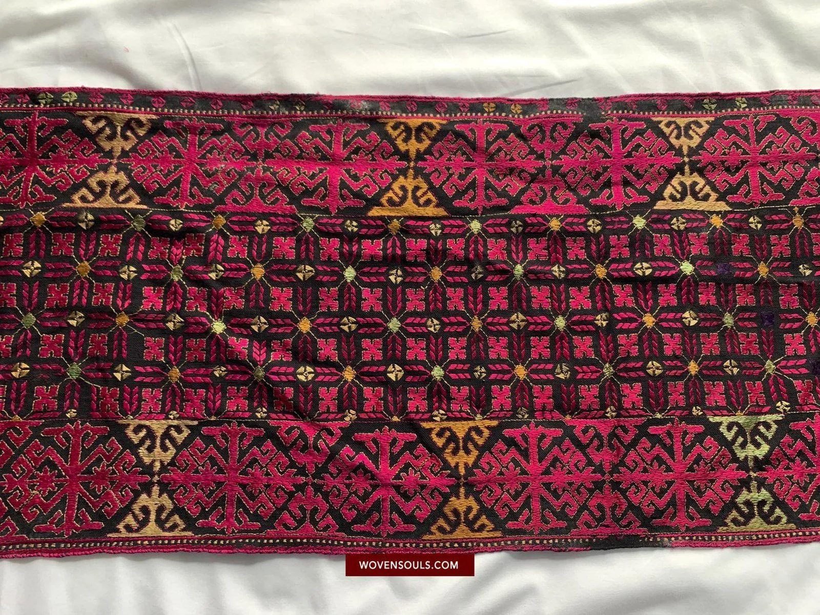 1351 Antique Textile Turban Panel with Embroidery from Kohistan / Swat