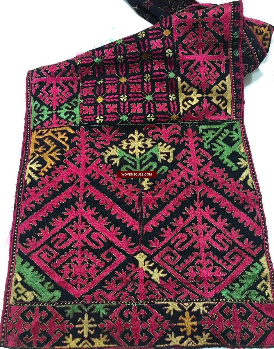 1351 Antique Textile Turban Panel with Embroidery from Kohistan / Swat