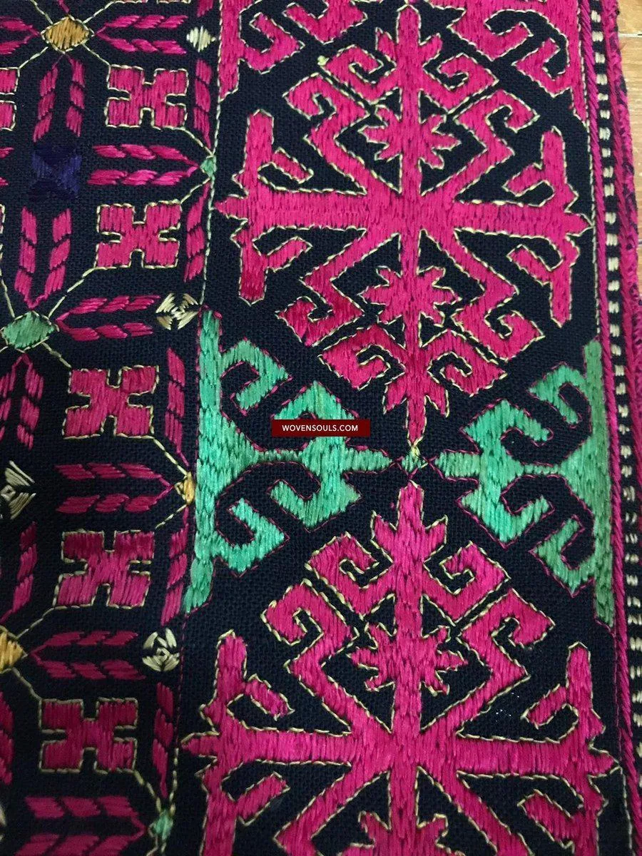 1351 Antique Textile Turban Panel with Embroidery from Kohistan / Swat