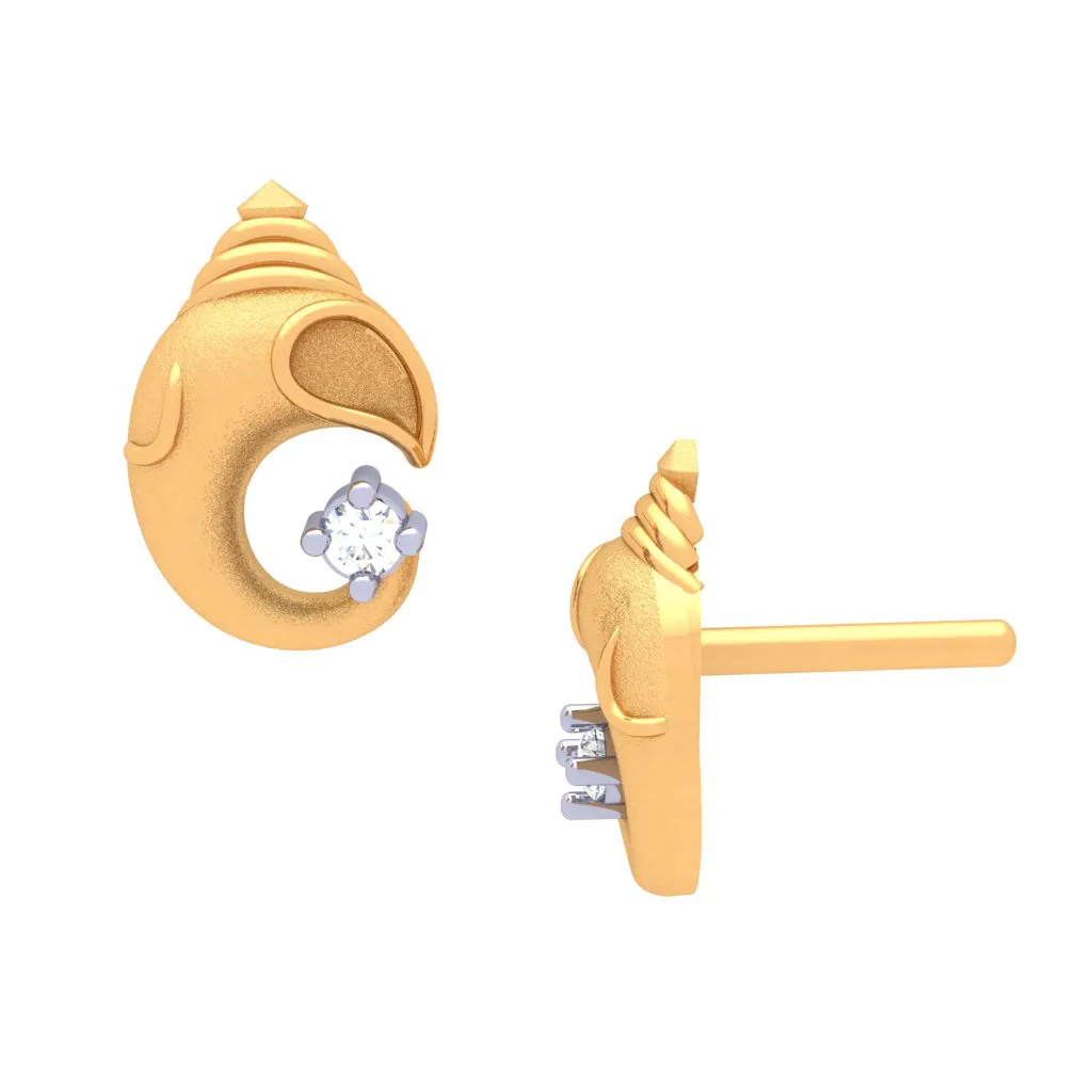 14k Lord Ganesh Gold Earrings With Yellow Gem From Online Exclusive