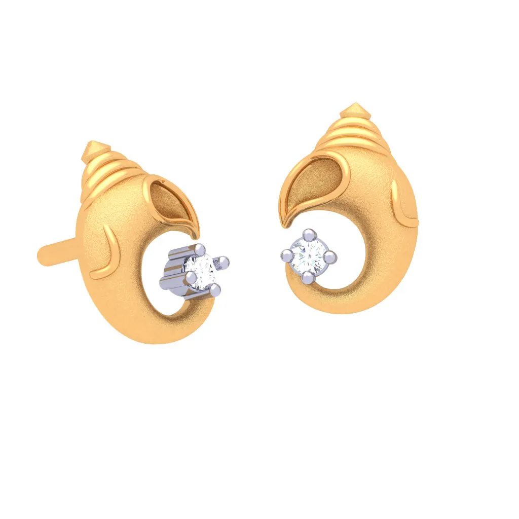 14k Lord Ganesh Gold Earrings With Yellow Gem From Online Exclusive