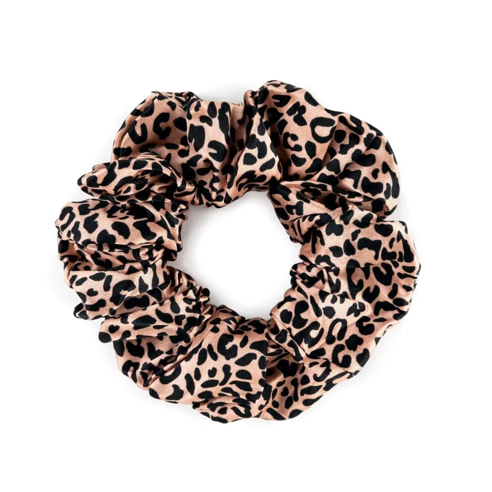 3 Large Silk Scrunchies - Rose Gold Leopard Mixed Set