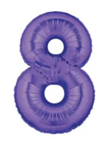 40" Number '8' Mylar Balloon - Purple