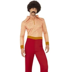 70s Authentic Guy Costume Adult Red Orange