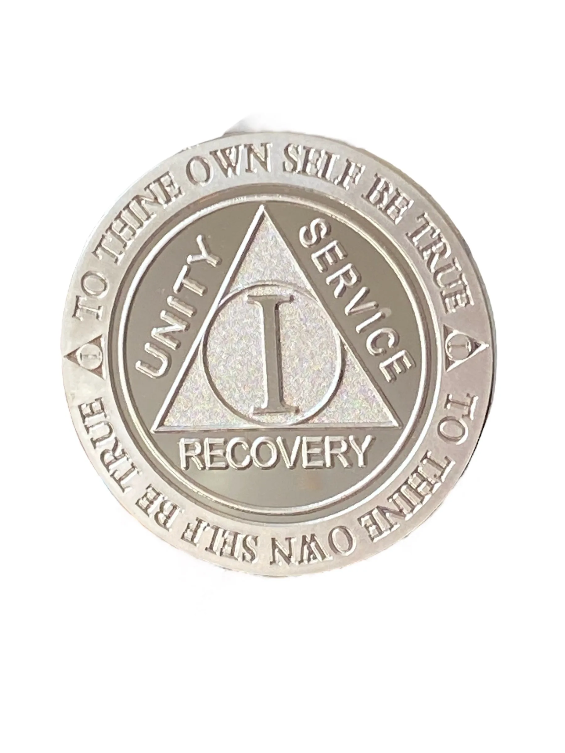 8 Year AA Medallion .999 Fine Silver 1 oz Sobriety Chip Serenity Prayer Back Elegant Design