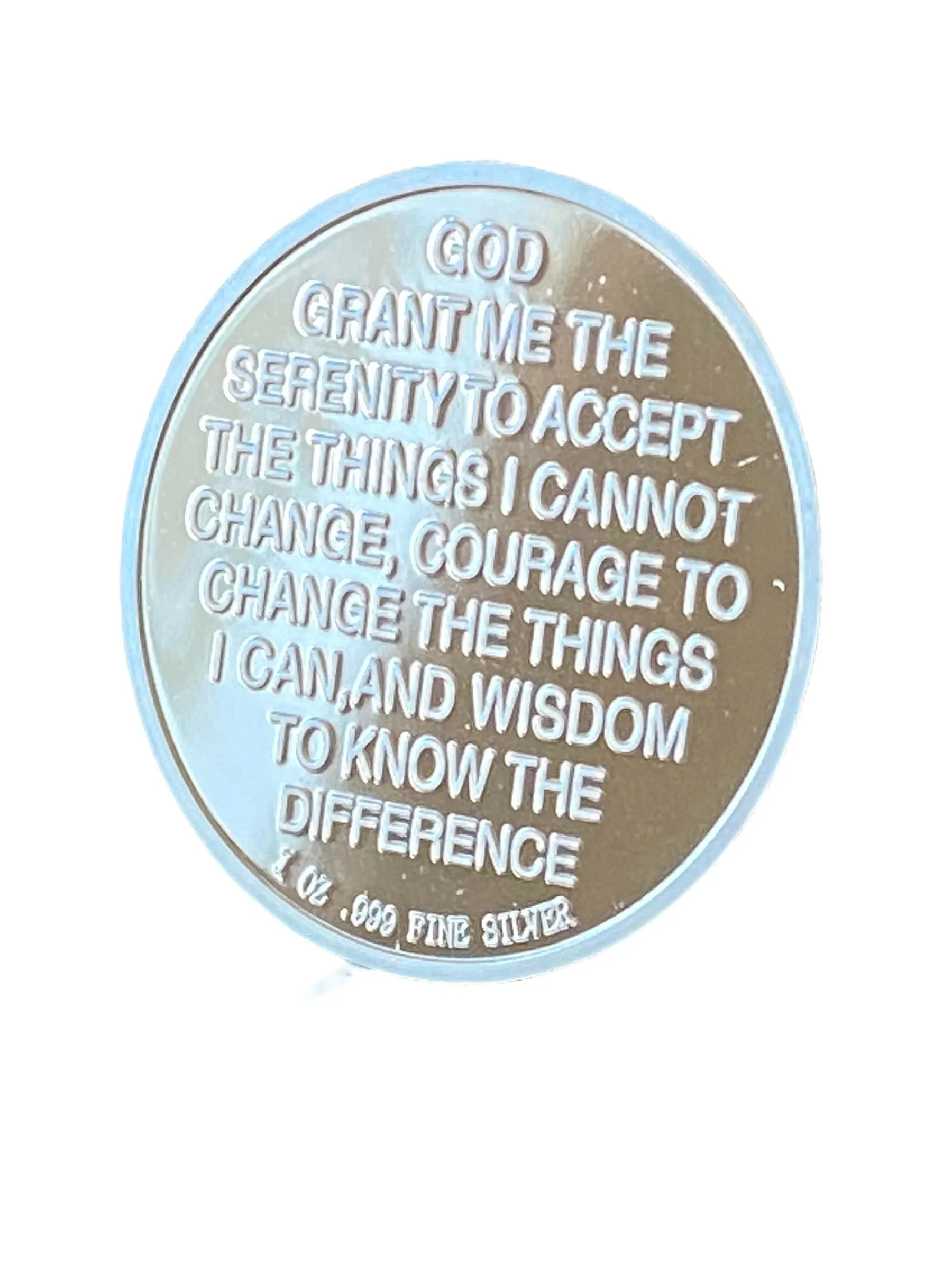 8 Year AA Medallion .999 Fine Silver 1 oz Sobriety Chip Serenity Prayer Back Elegant Design