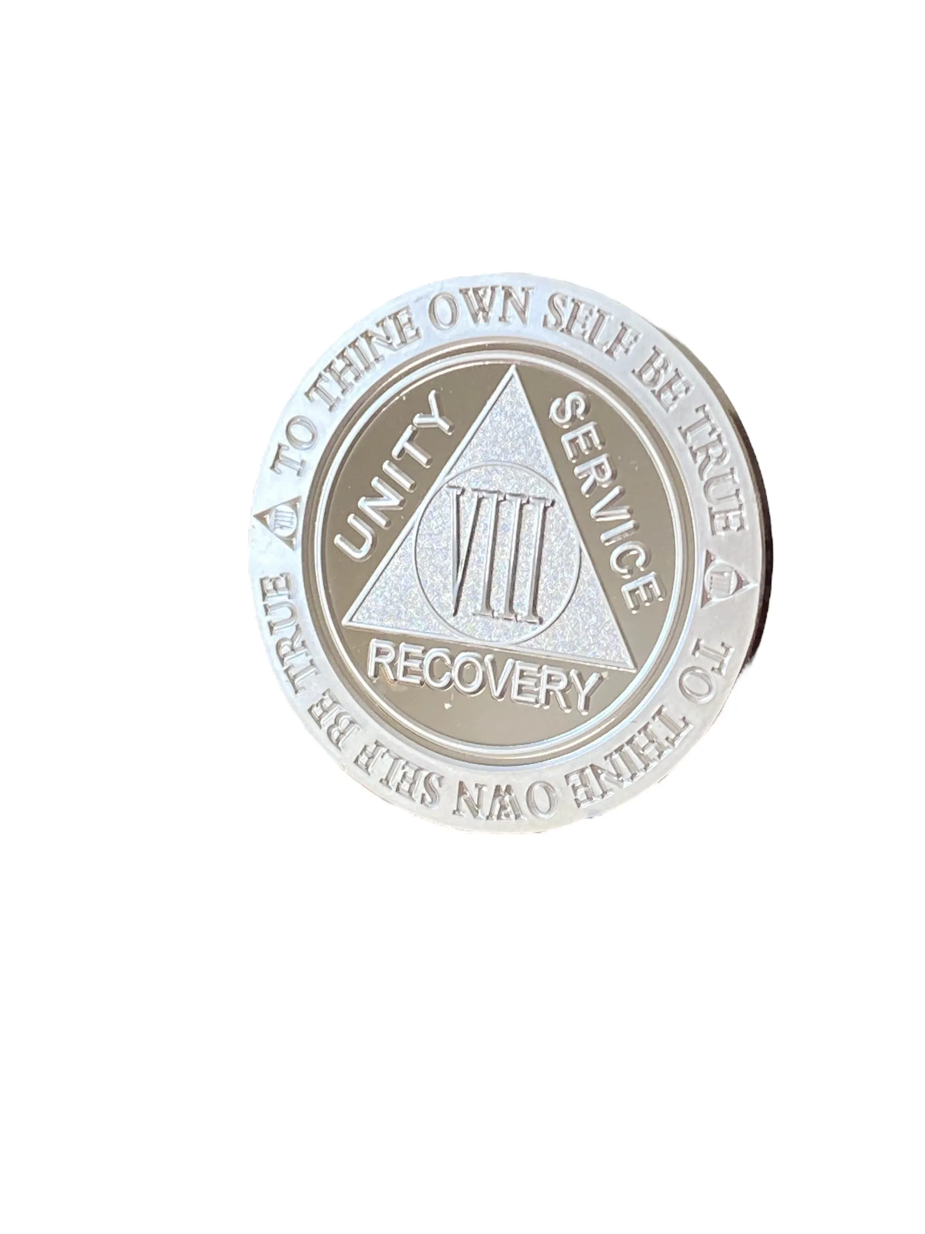 8 Year AA Medallion .999 Fine Silver .5 oz Sobriety Chip Serenity Prayer Back Elegant Design