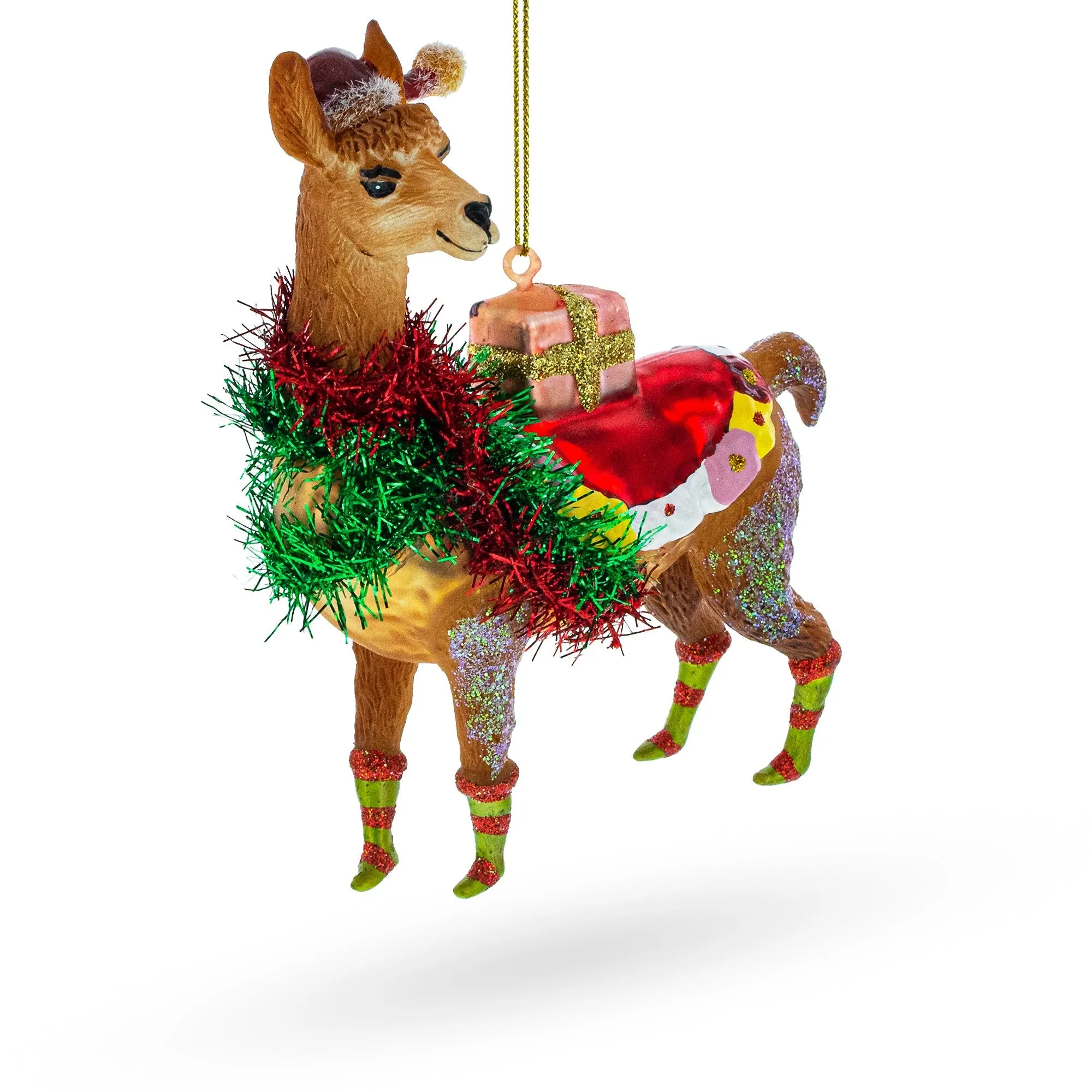 Adorable Alpaca - Blown Glass Christmas Ornament