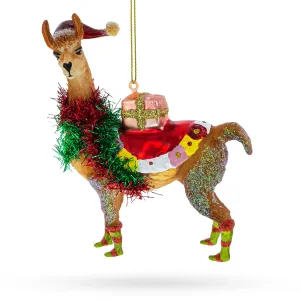 Adorable Alpaca - Blown Glass Christmas Ornament