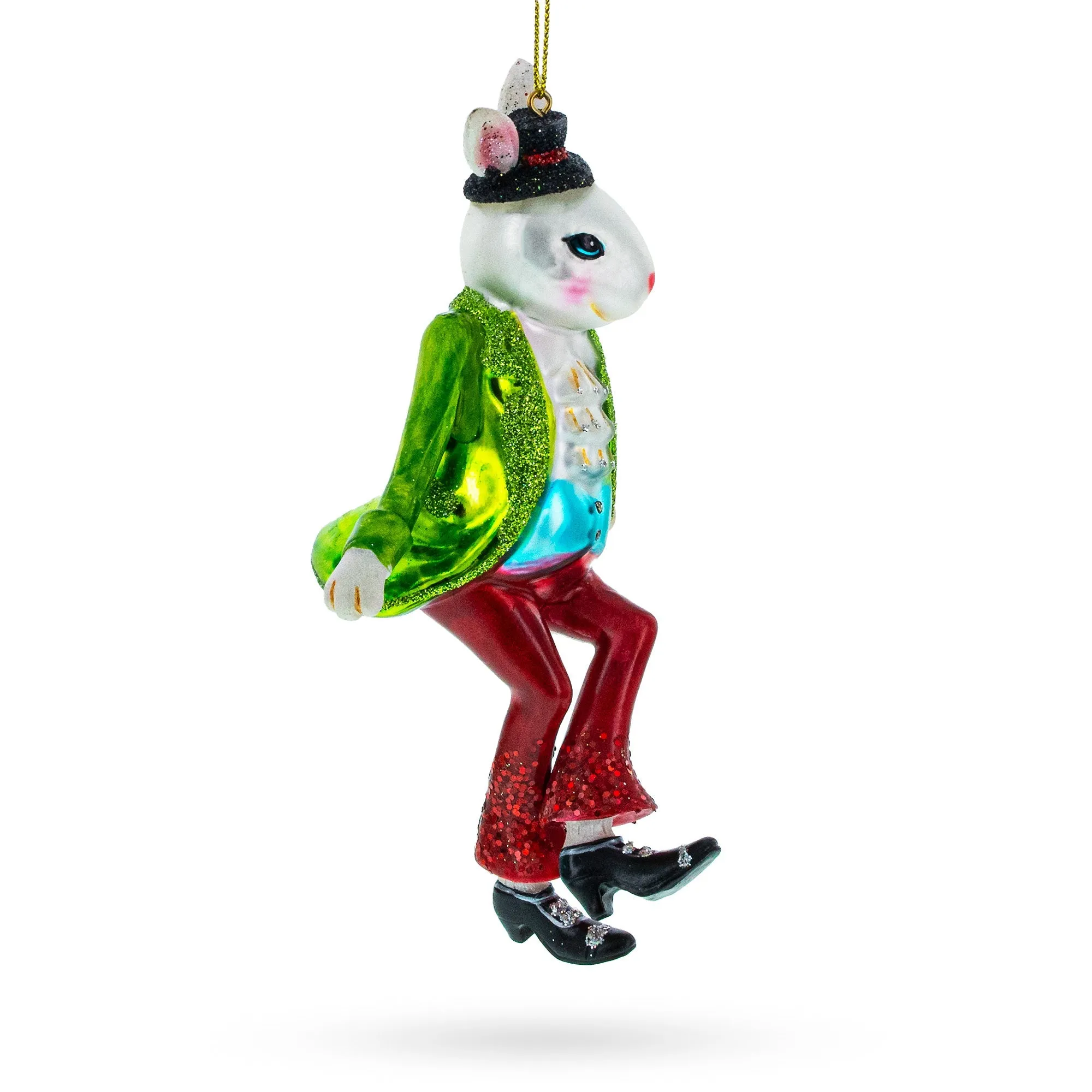 Alice In Wonderland A Dancing Hare - Blown Glass Christmas Ornament