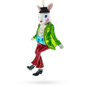 Alice In Wonderland A Dancing Hare - Blown Glass Christmas Ornament