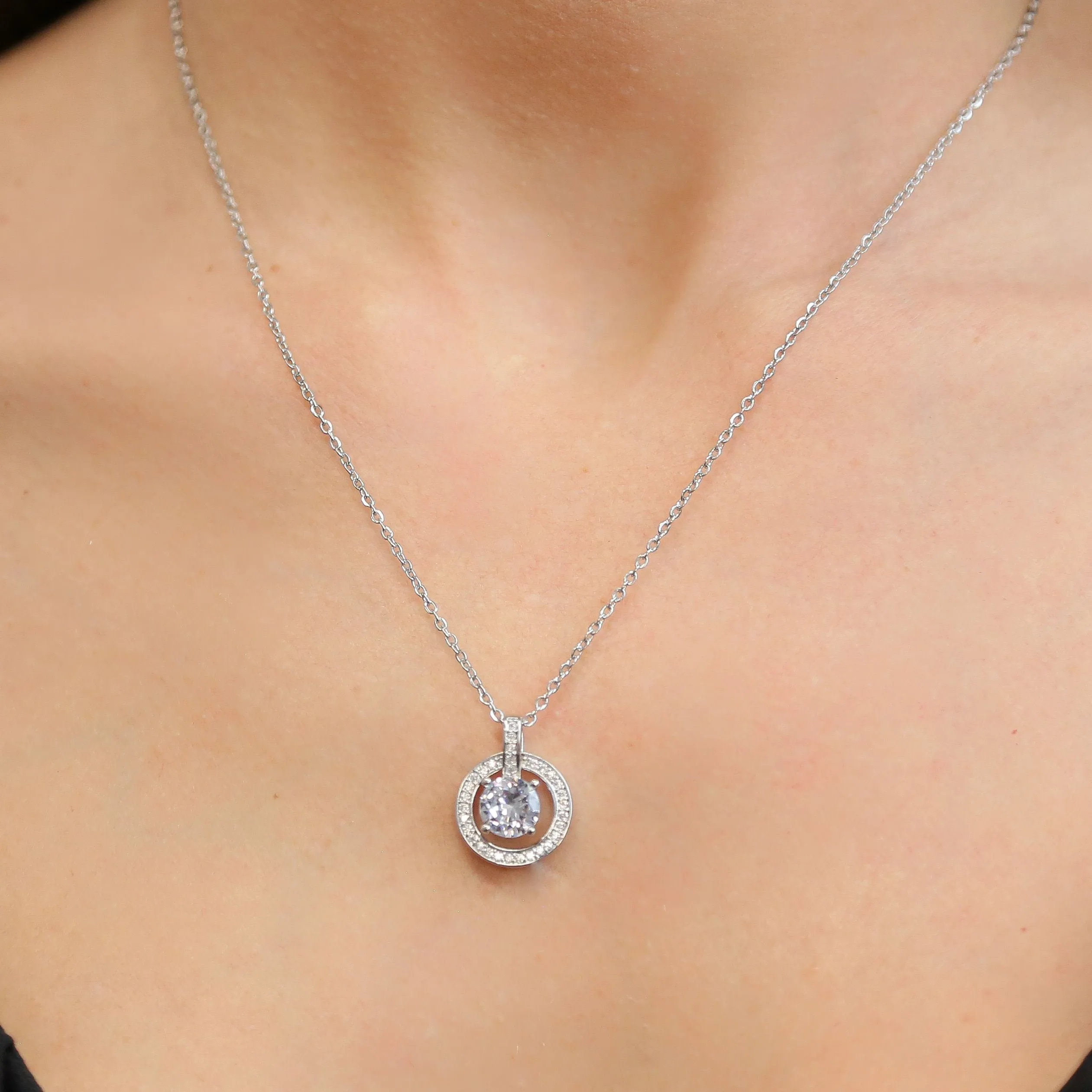 ALLURE - Dainty Silver Chain with CZ stone Necklace