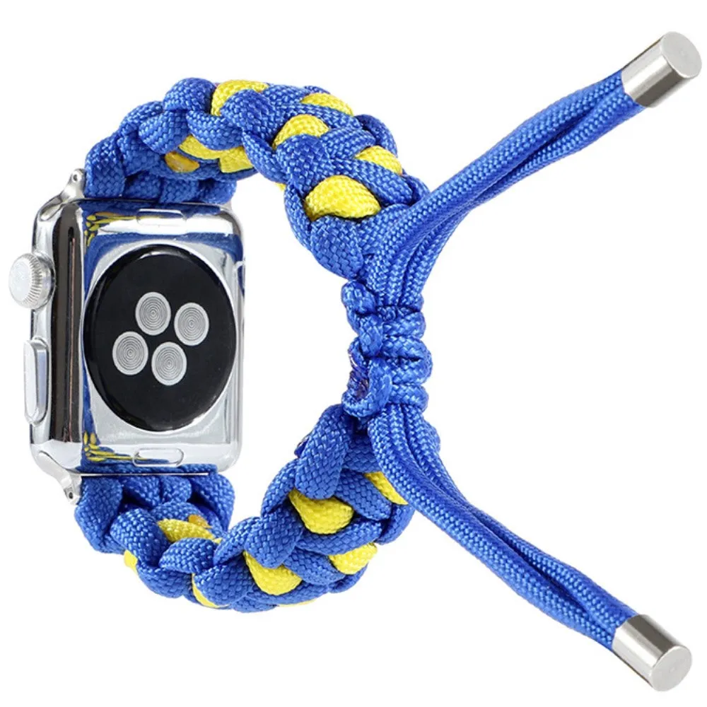 Apple Watch (45mm) unique nylon watch strap - Blue / Yellow