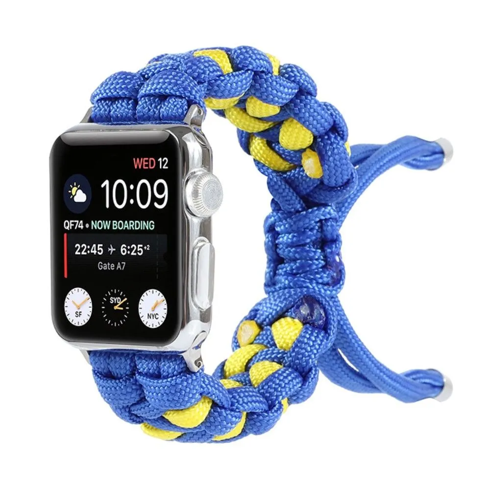 Apple Watch (45mm) unique nylon watch strap - Blue / Yellow