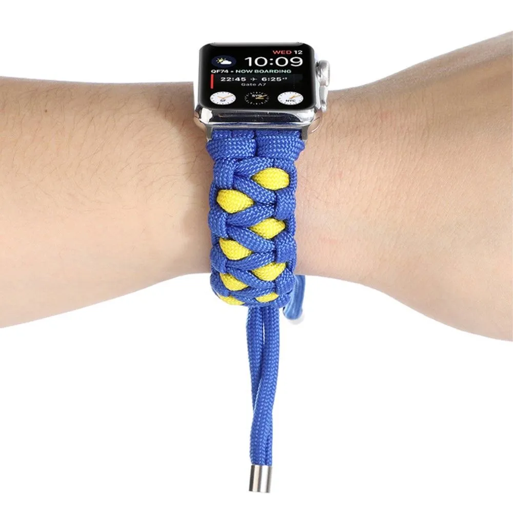 Apple Watch (45mm) unique nylon watch strap - Blue / Yellow