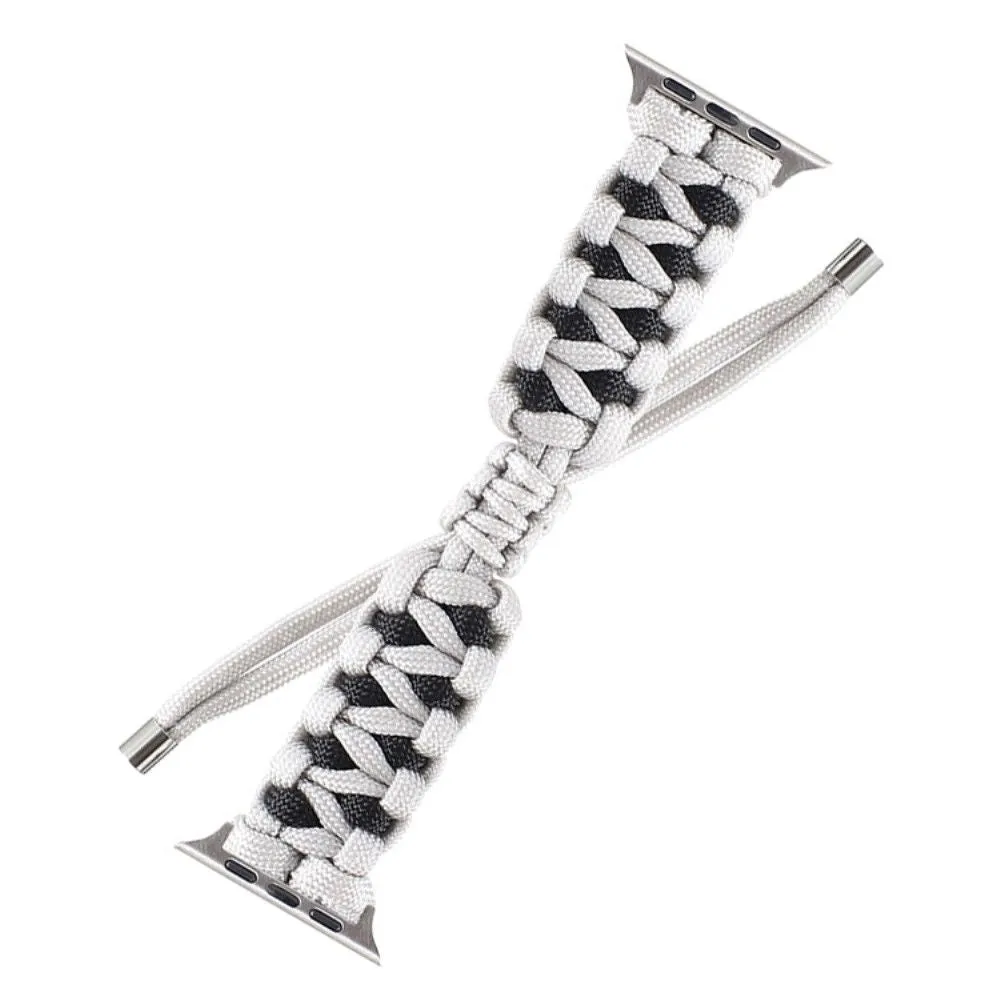 Apple Watch (45mm) unique nylon watch strap - White / Black