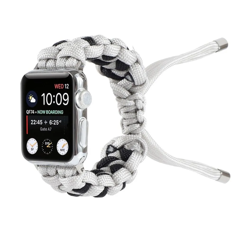 Apple Watch (45mm) unique nylon watch strap - White / Black