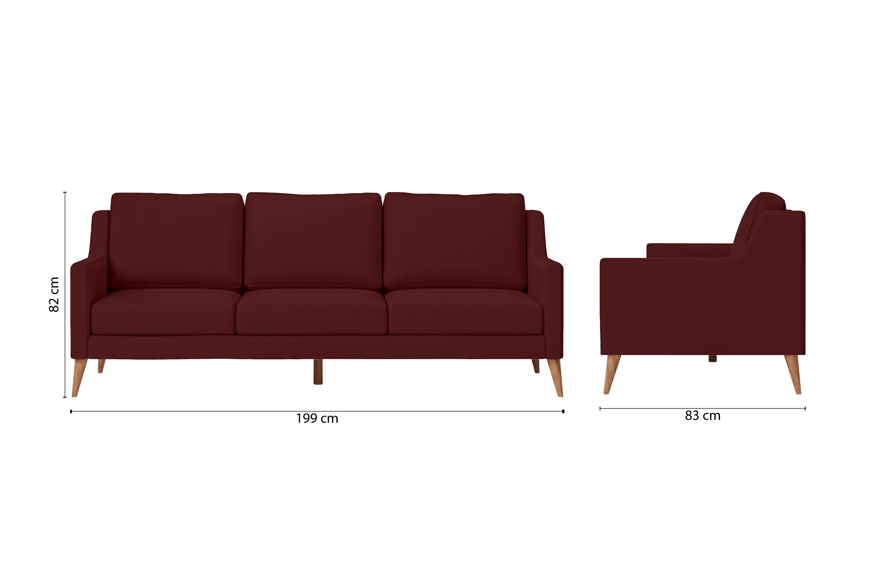 Aquila 3 Seater Sofa Red Leather