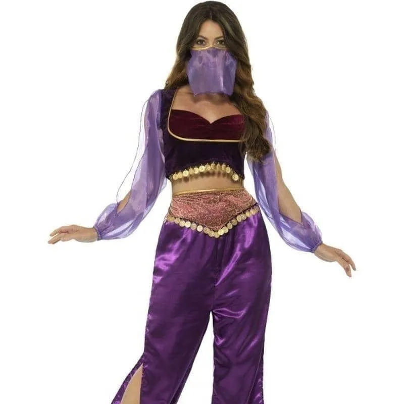 Arabian Princess Jasmine Costume Adult Purple Trousers Top Veil