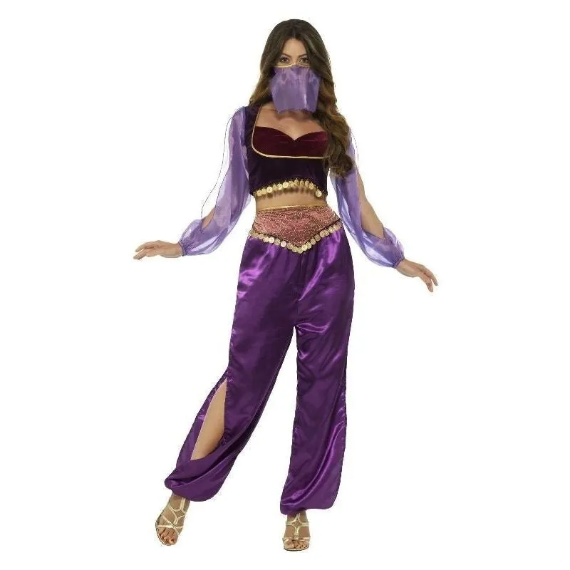 Arabian Princess Jasmine Costume Adult Purple Trousers Top Veil