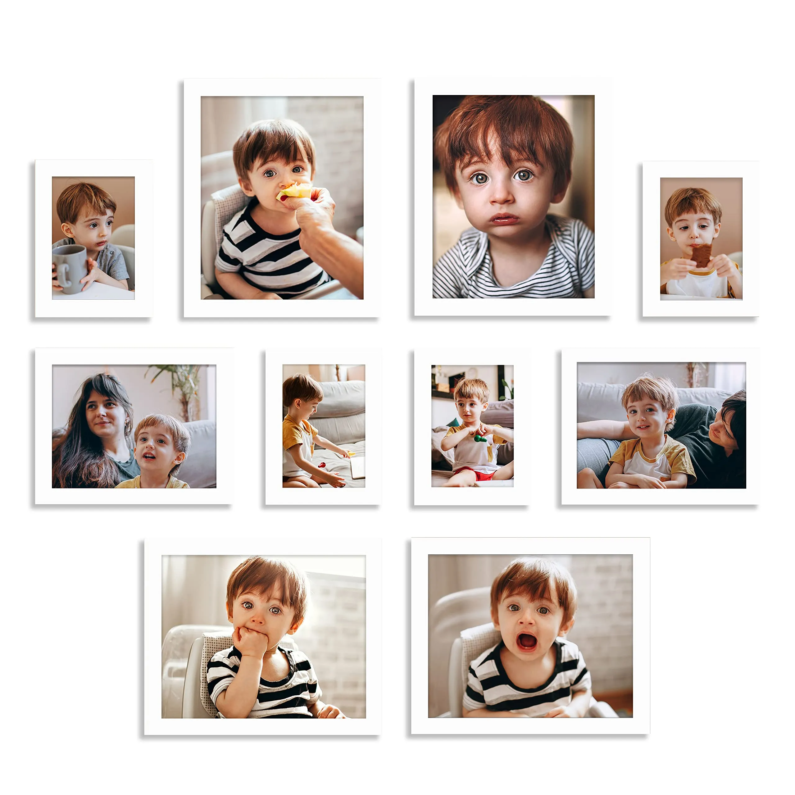 Art Street Country Side Individual White Framed Wall Photo Frames For Living Room, Decorative Home Décor Wall Hangings - Set Of 10 (Size: 4x6, 6x8, 8x10 Inch)