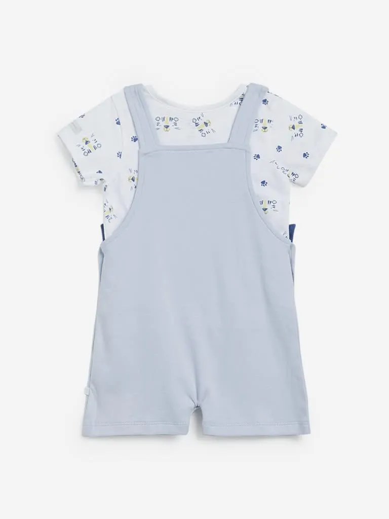 Baby HOP Light Blue Dungarees and T-Shirt Set