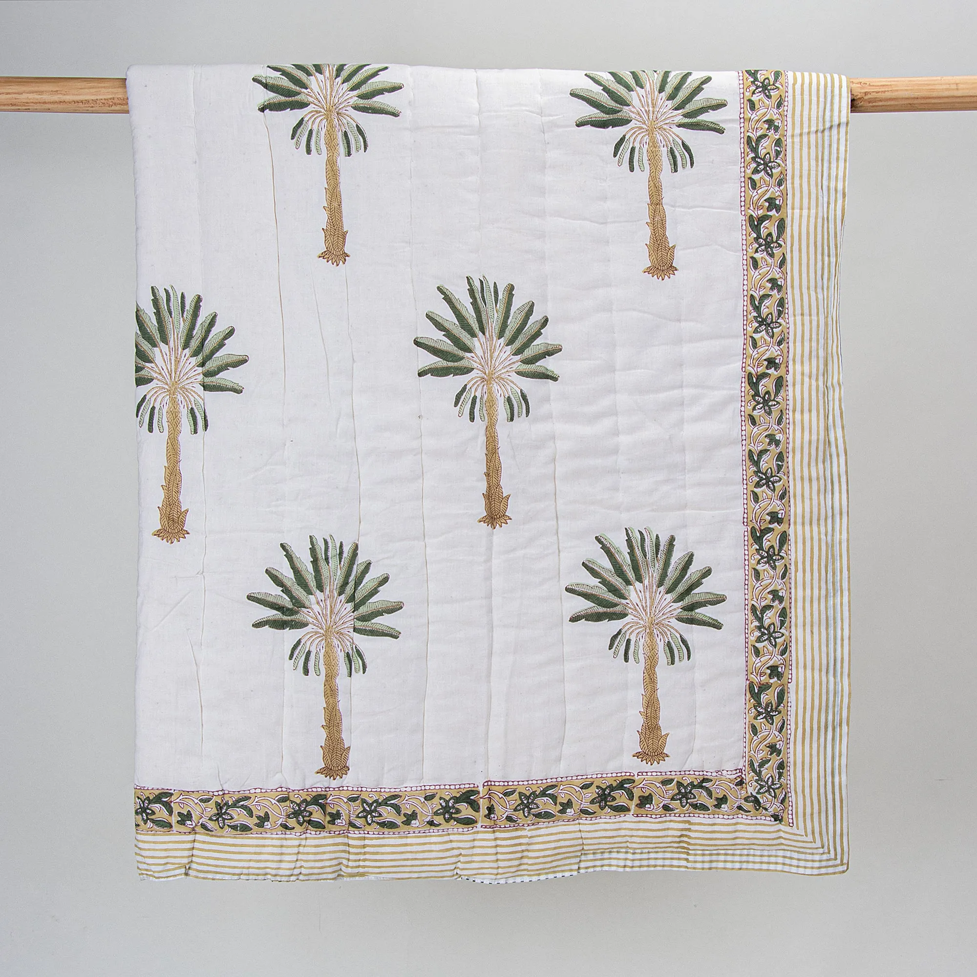 Baby Quilt Blanket Warm Hand Block Palm Tree Printed Mulmul Quilt