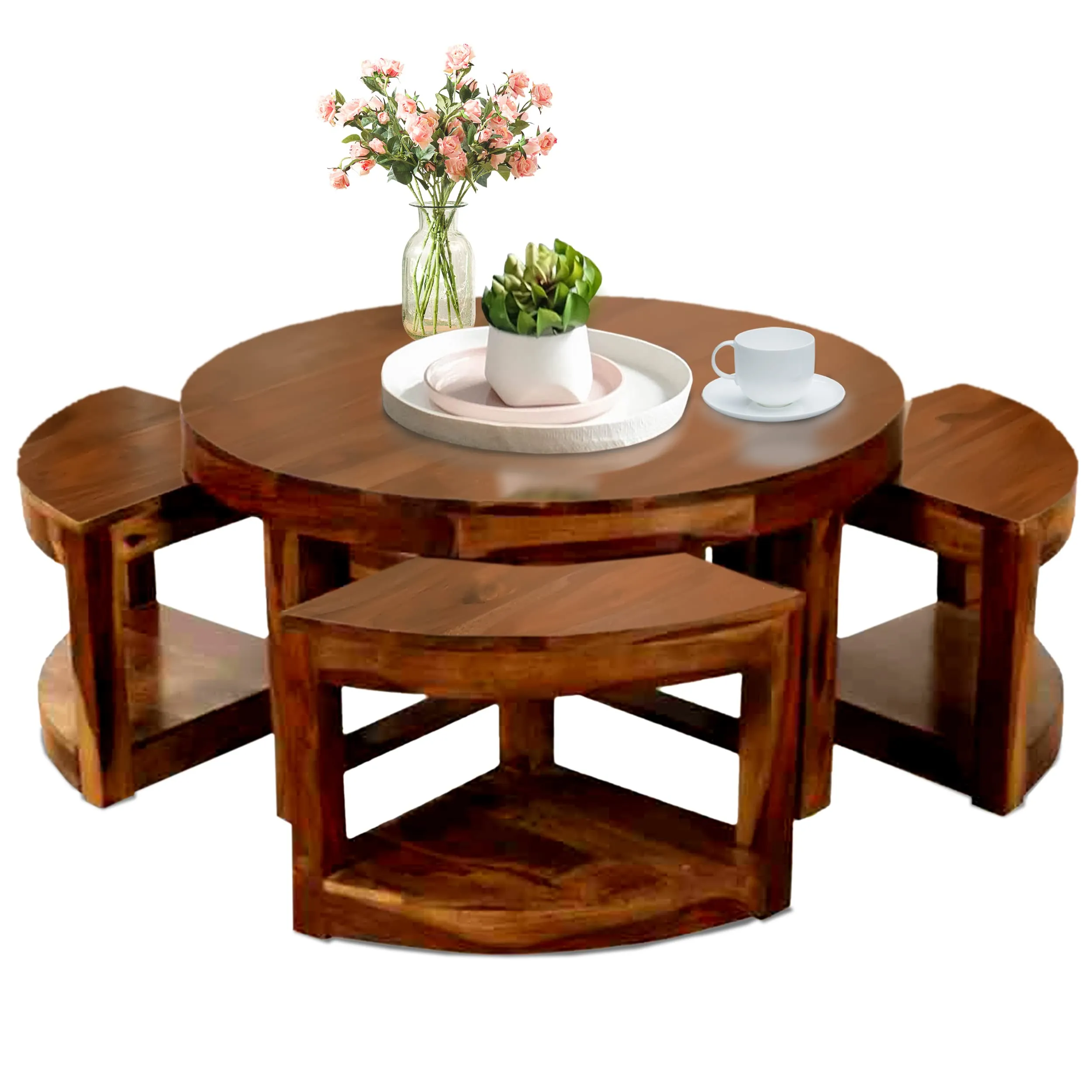 BADHEE Wooden Coffee Table | Center Table | Tea Table for Living Room, Bedroom, Hall, Office & Home (Walnut Finish 2)