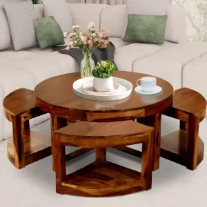 BADHEE Wooden Coffee Table | Center Table | Tea Table for Living Room, Bedroom, Hall, Office & Home (Walnut Finish 2)