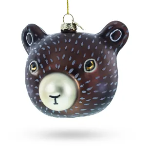 Bear Head - Whimsical Blown Glass Christmas Ornament