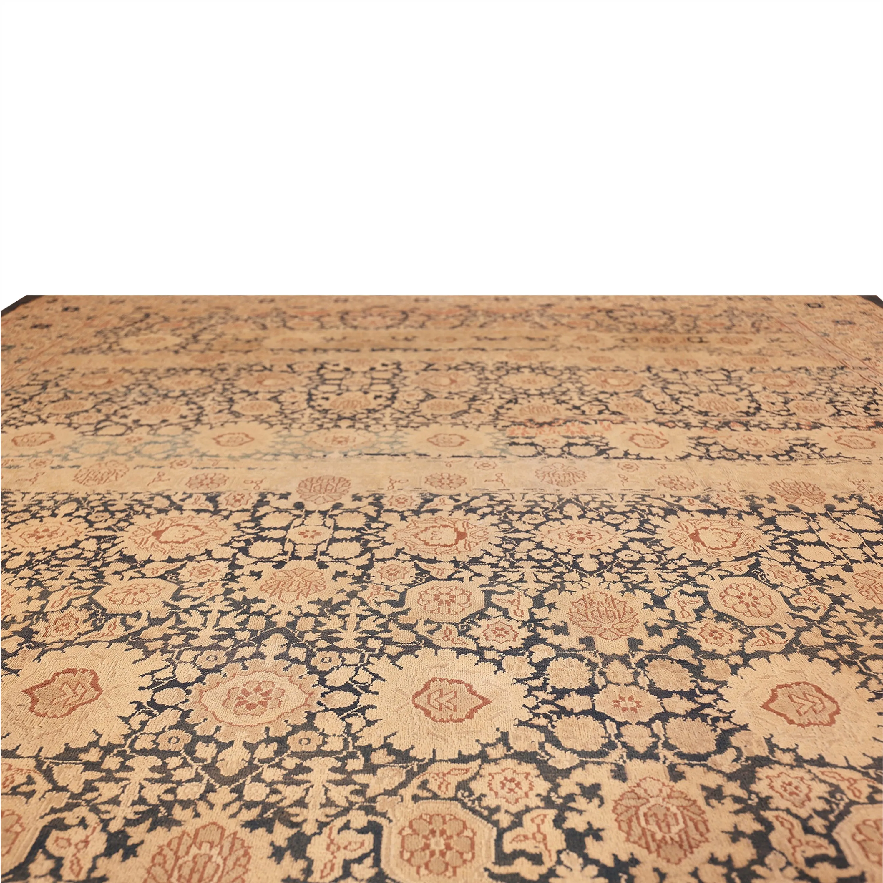 Beige Antique Traditional Persian Tabriz Rug - 10'3" x 12'6"