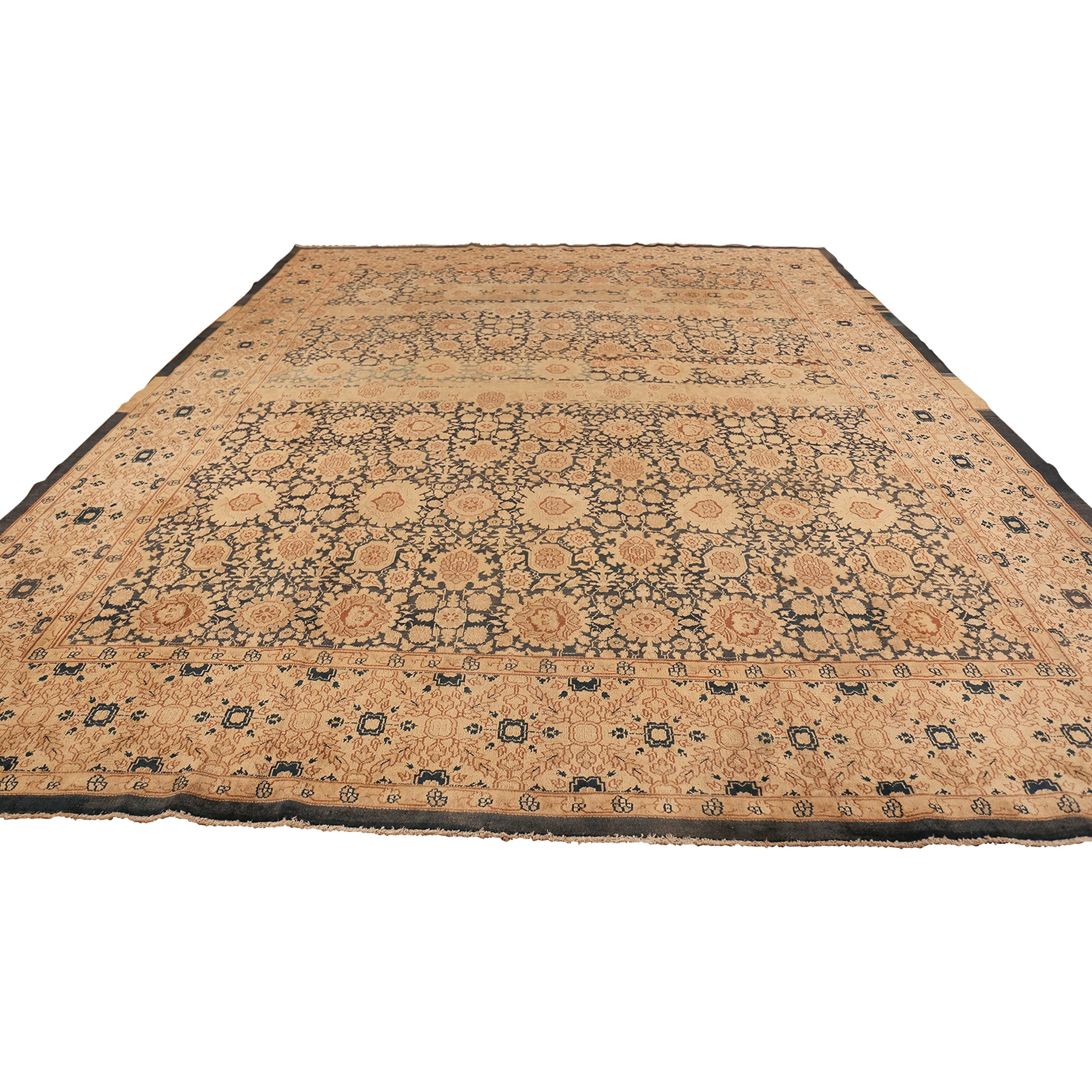 Beige Antique Traditional Persian Tabriz Rug - 10'3" x 12'6"