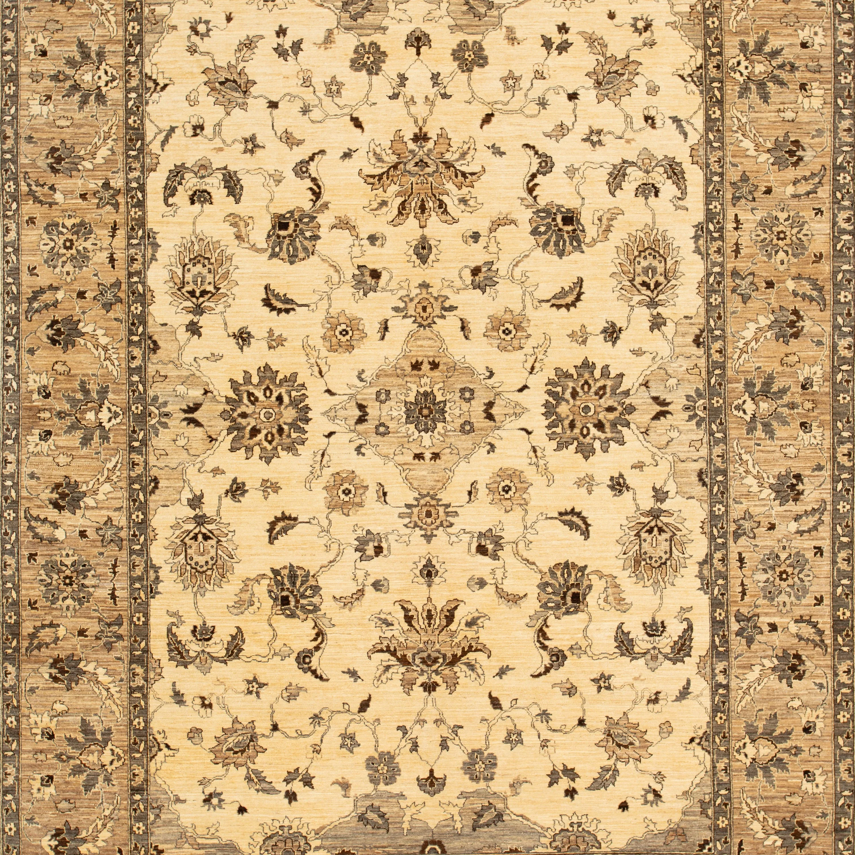 Beige Traditional Wool Rug - 8'11" x 11'9"