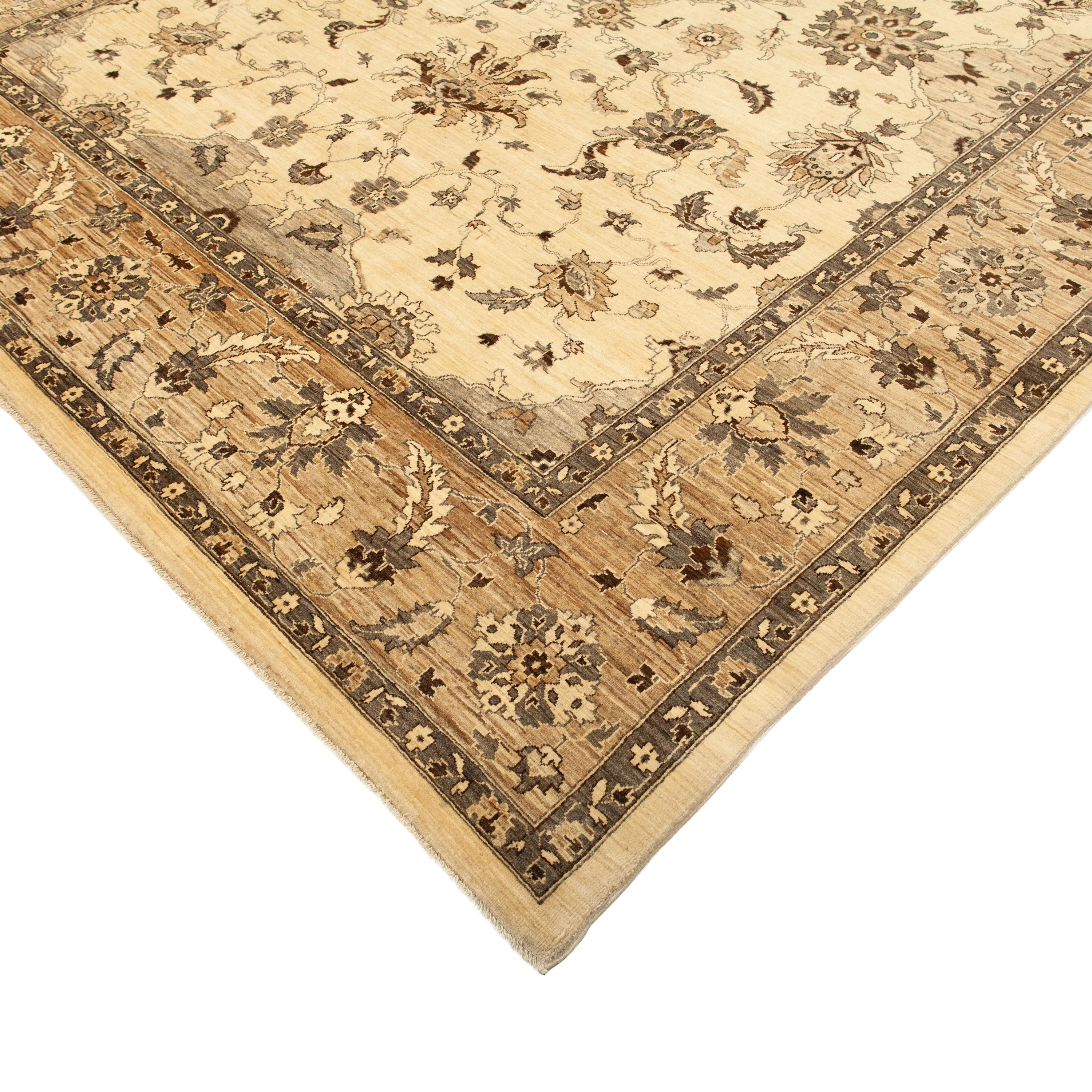 Beige Traditional Wool Rug - 8'11" x 11'9"