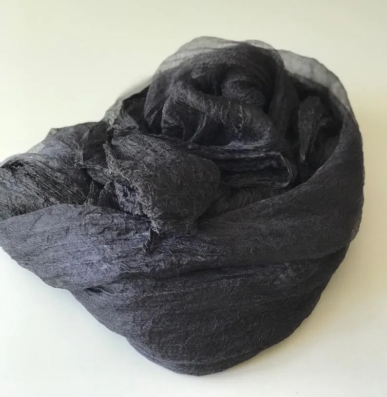 Black Dyed Margilan  Rarefied silk for Nuno Felting.