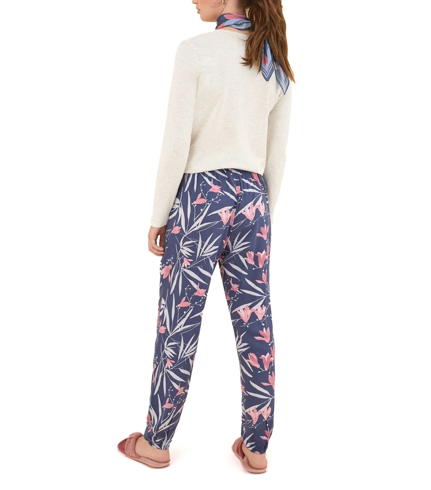 Blue Moniquilla Flower Print Long Pants