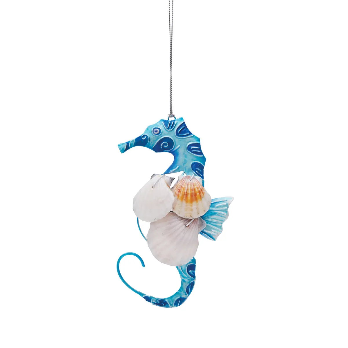 Blue Seahorse & Shell Ornament