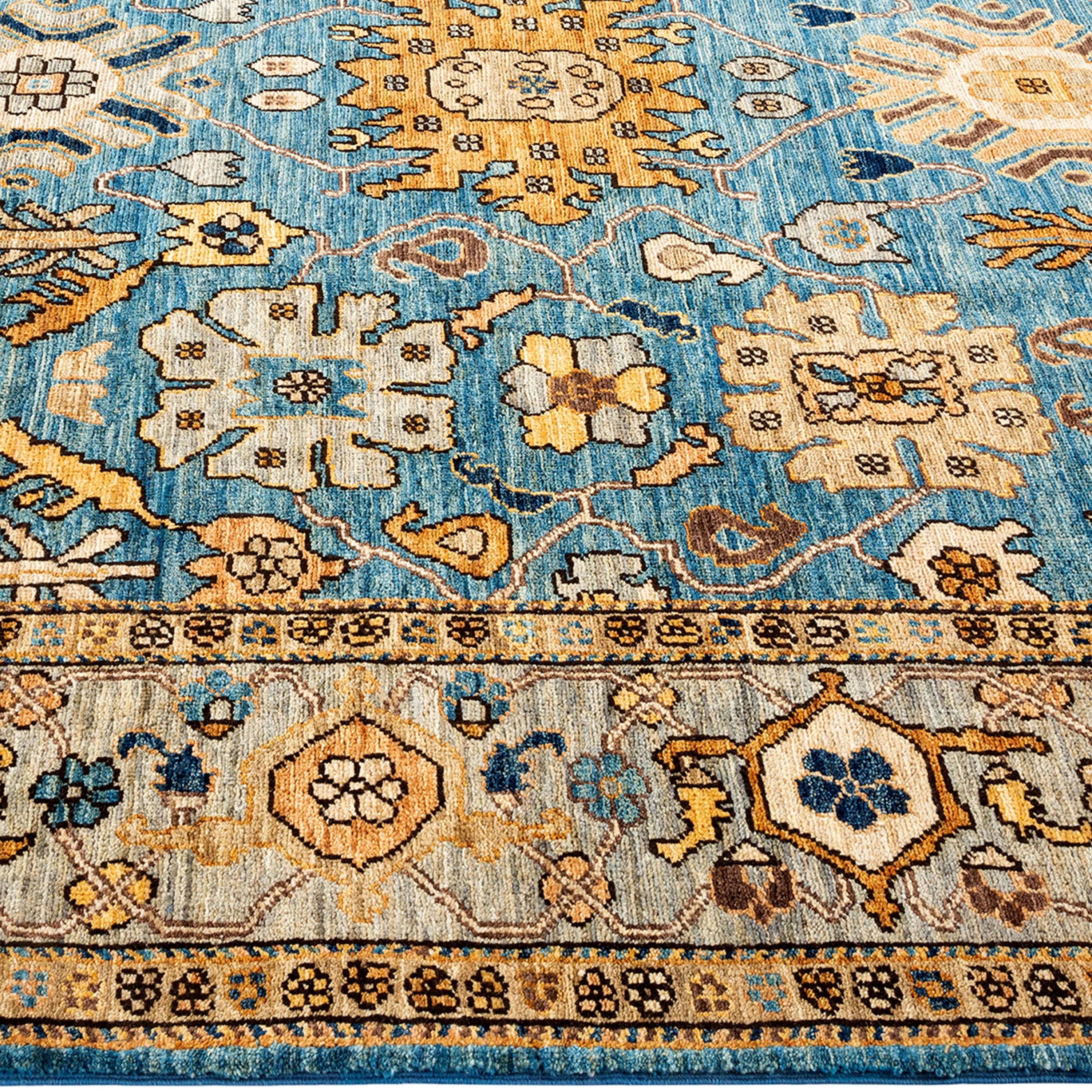 Blue Traditional Serapi Wool Rug - 6'2" x 8'10"