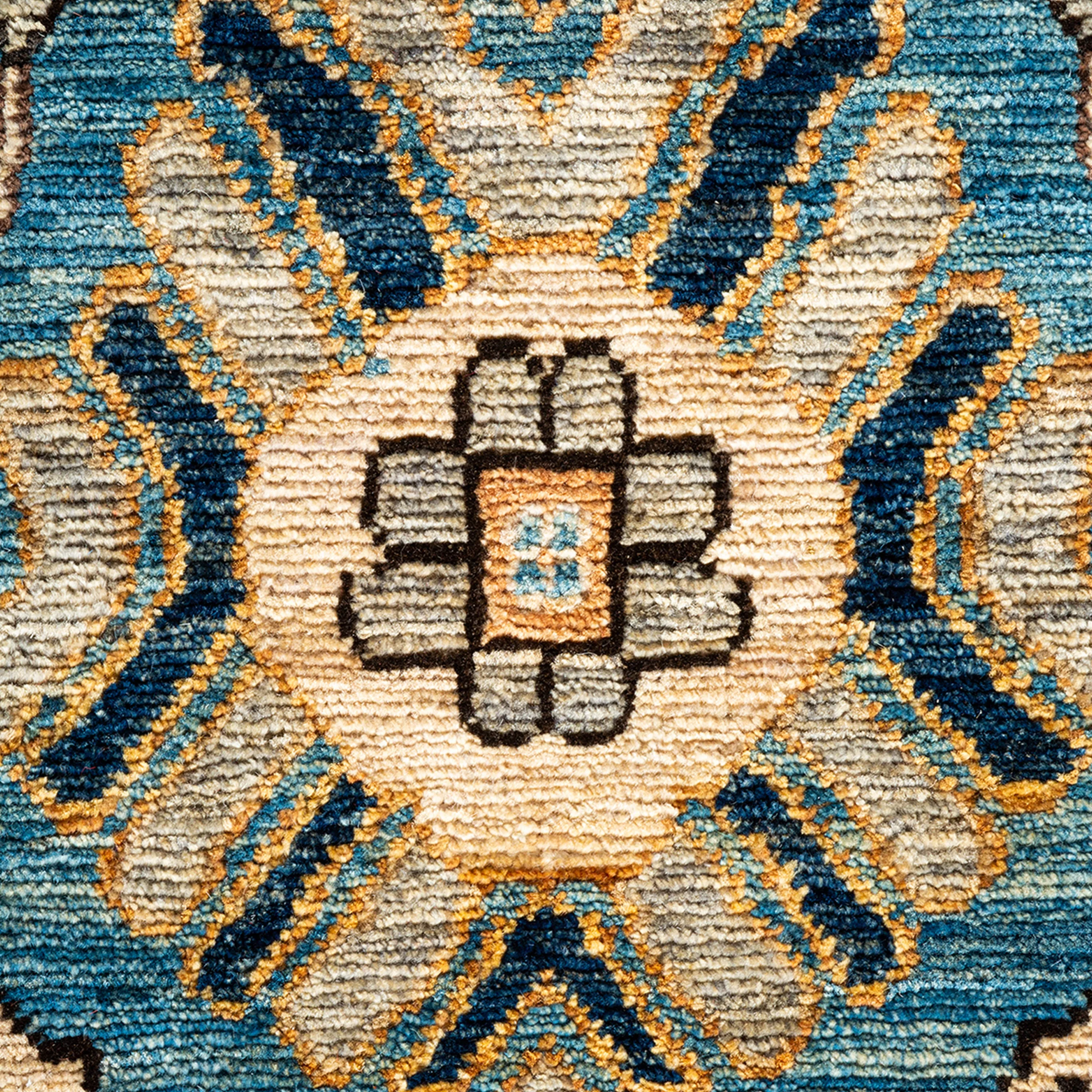 Blue Traditional Serapi Wool Rug - 6'2" x 8'10"