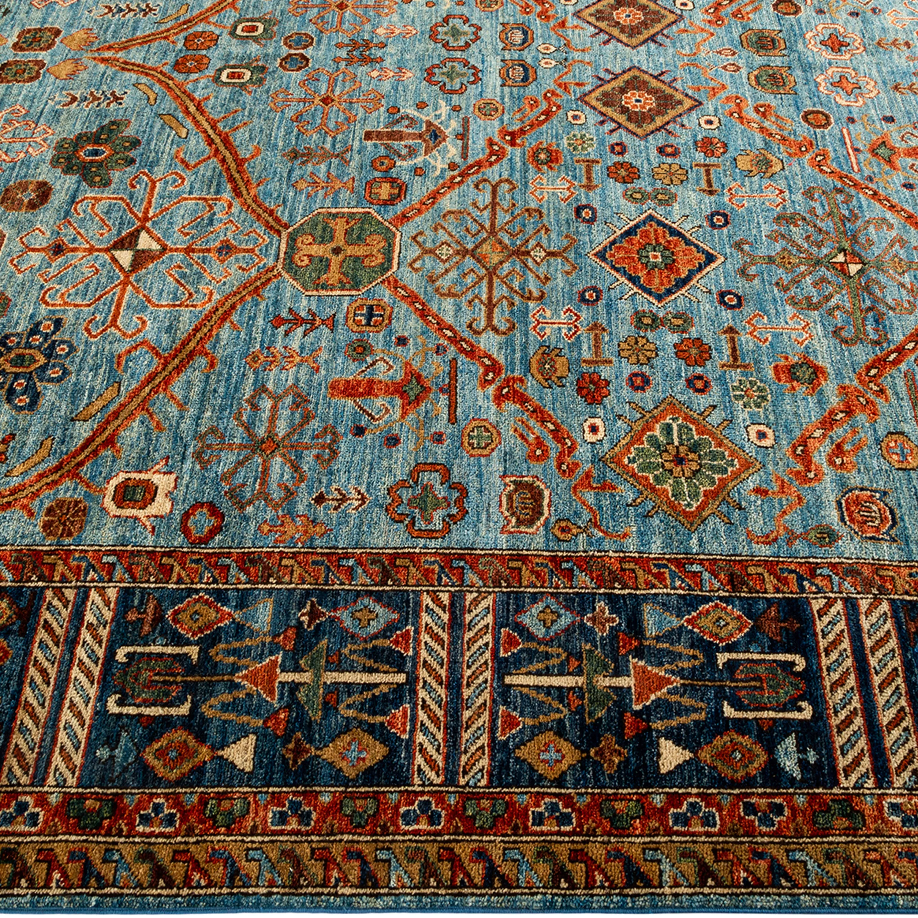 Blue Traditional Serapi Wool Rug - 8'1" x 9'10"