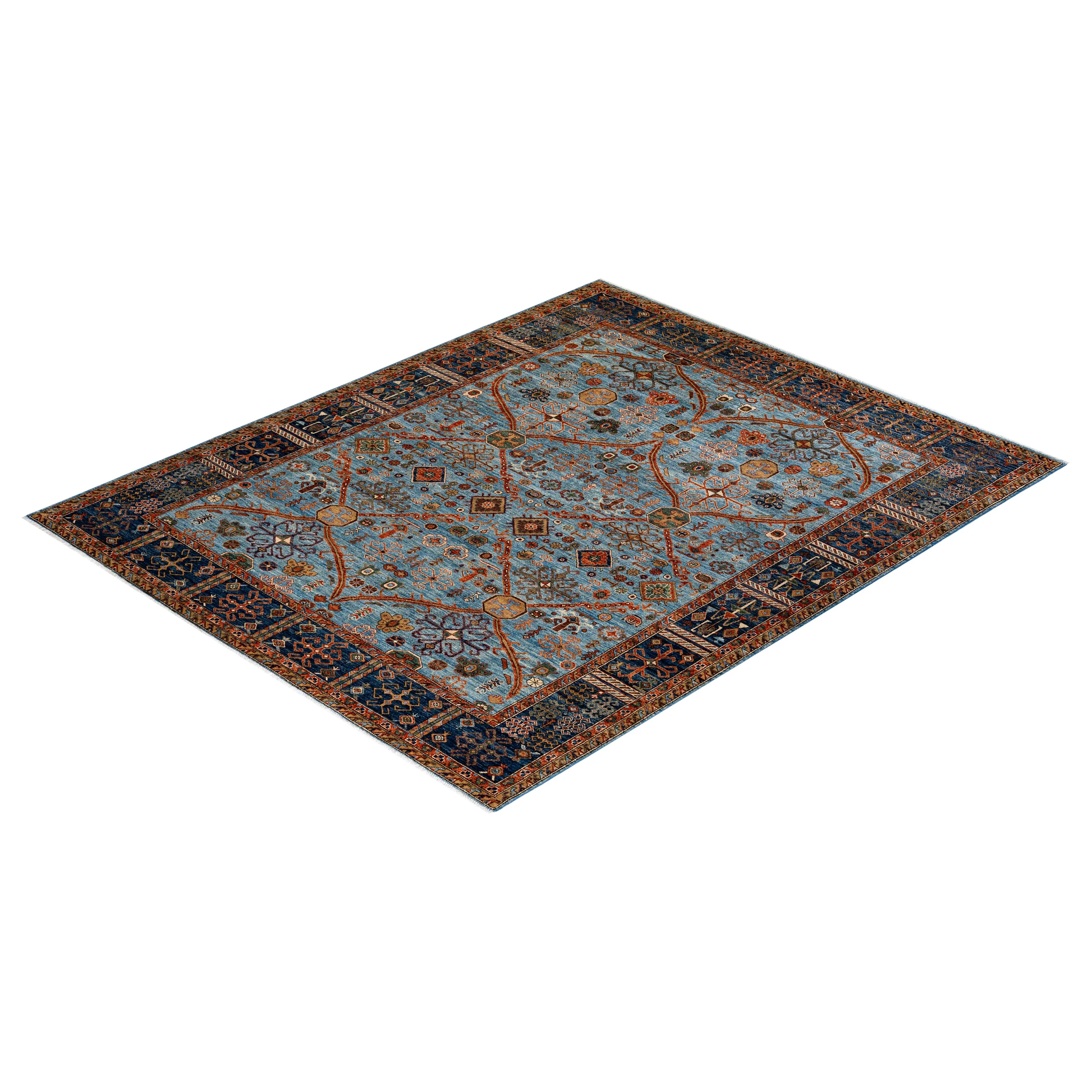 Blue Traditional Serapi Wool Rug - 8'1" x 9'10"