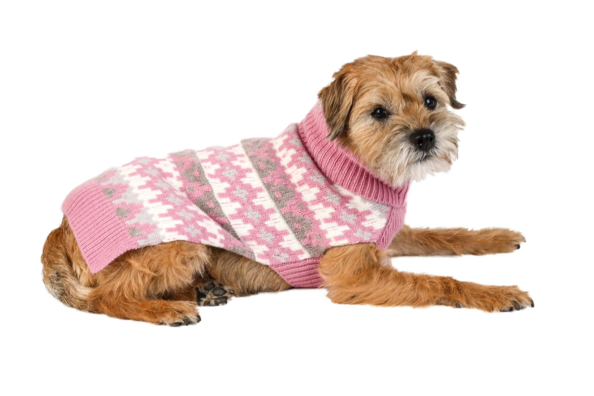 Cashmere Dog Sweater - Geometric Pink