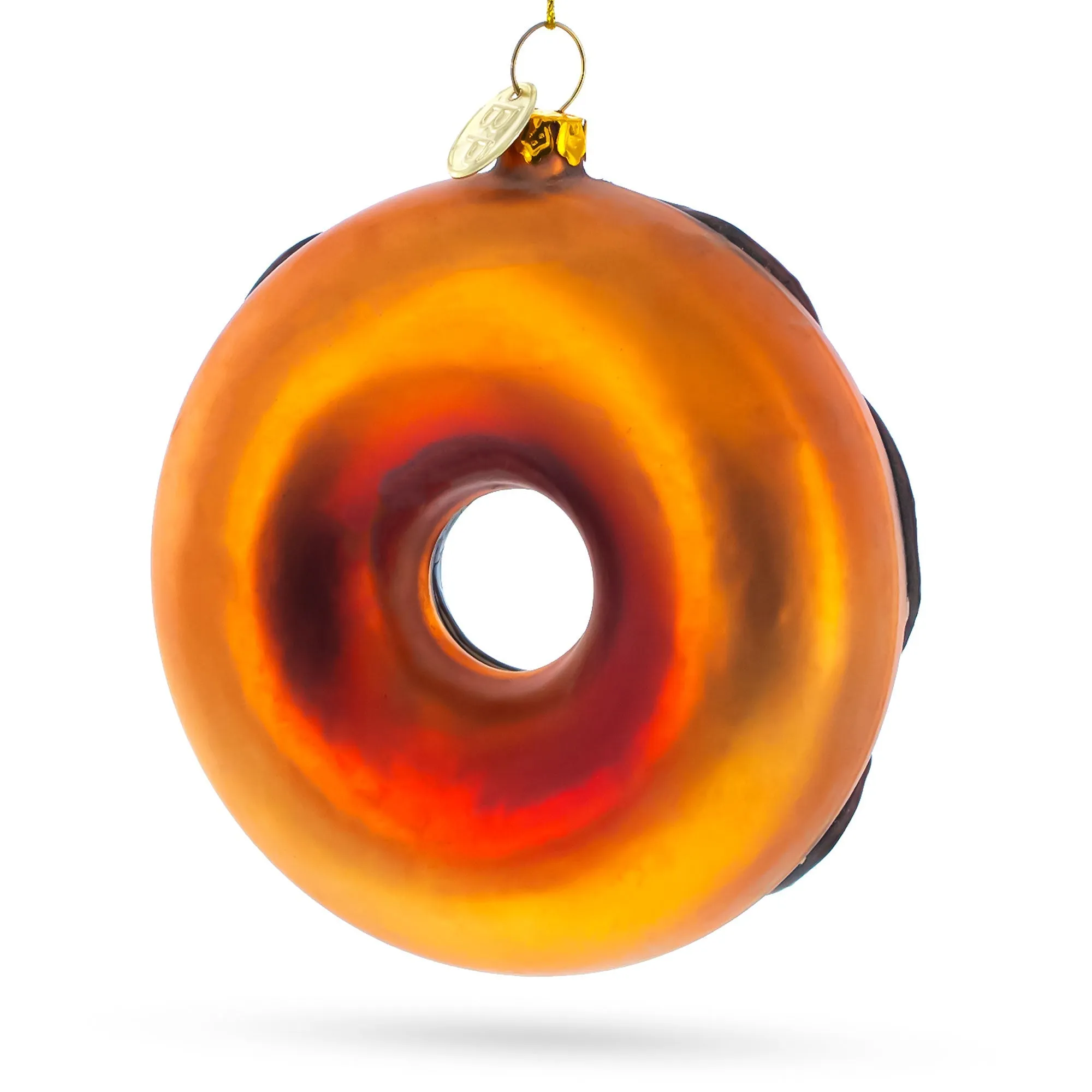 Chocolate Covered Donut - Blown Glass Christmas Ornament