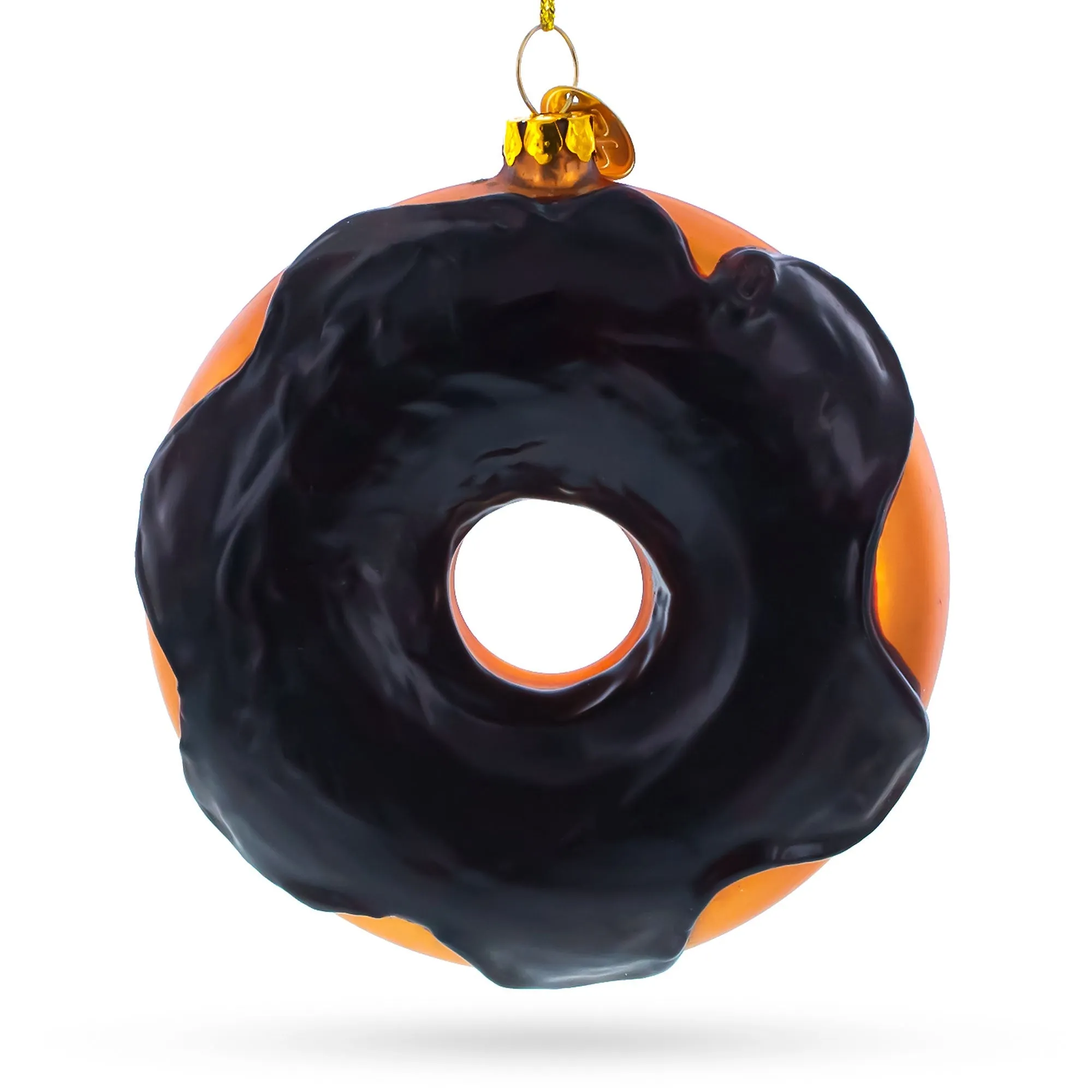 Chocolate Covered Donut - Blown Glass Christmas Ornament