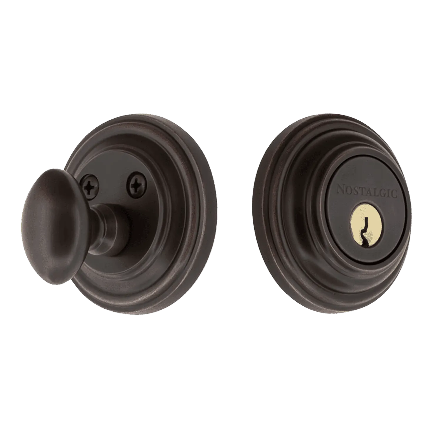 Classic Rosette Single Cylinder Deadbolt in Timeless Bronze