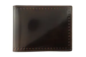 Cognac burnished cordovan perforated detail wallet