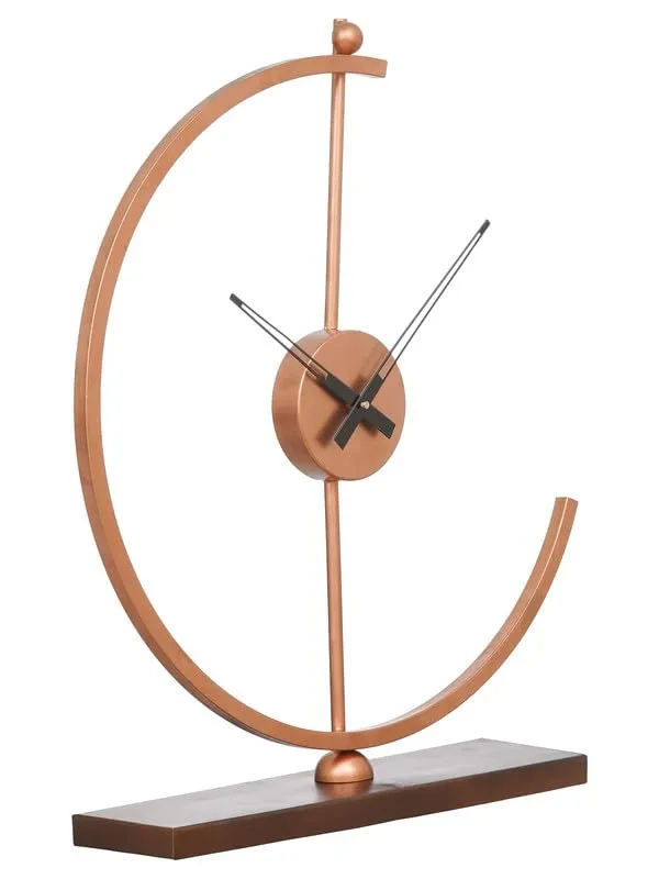 CRAFT SMITH Beautiful Metal Copper Colour Analog Office Desk Table Clock for Study Living Room Home Decoration Gifts (Size: 38 x 10 x 53.5 CM | Weight: 850 Gram)