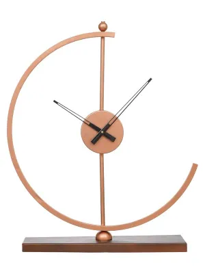 CRAFT SMITH Beautiful Metal Copper Colour Analog Office Desk Table Clock for Study Living Room Home Decoration Gifts (Size: 38 x 10 x 53.5 CM | Weight: 850 Gram)