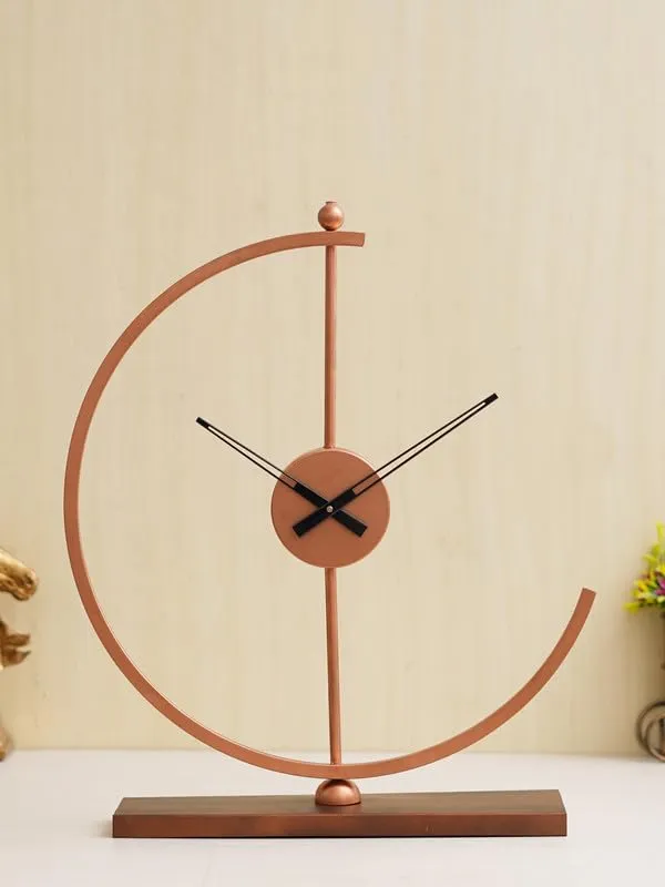 CRAFT SMITH Beautiful Metal Copper Colour Analog Office Desk Table Clock for Study Living Room Home Decoration Gifts (Size: 38 x 10 x 53.5 CM | Weight: 850 Gram)